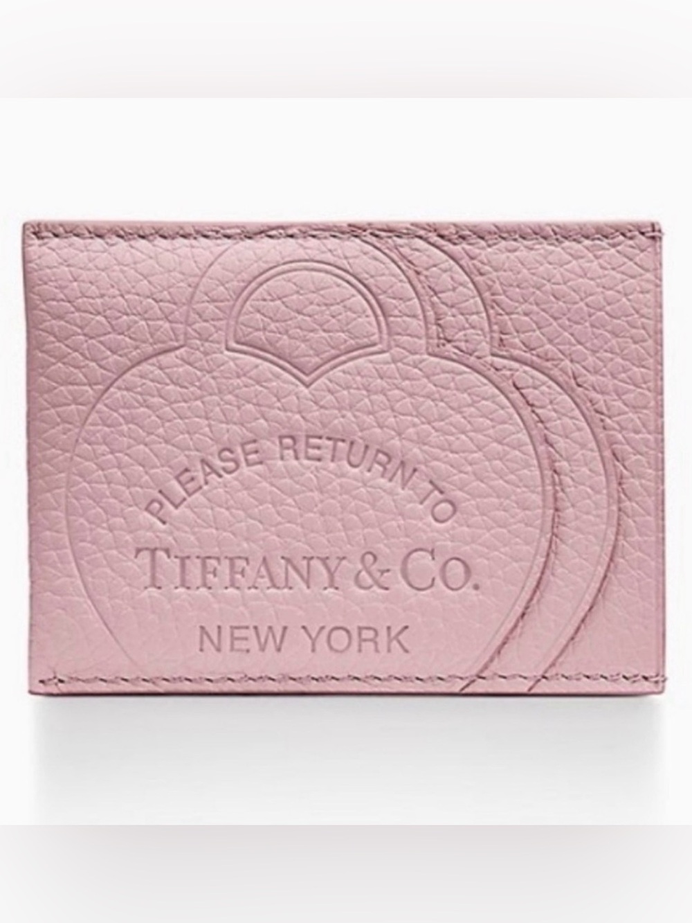 AUTHENTIC Tiffany & Co. Blush Pink Embossed Leather Cardholder brand new - Picture 2 of 4